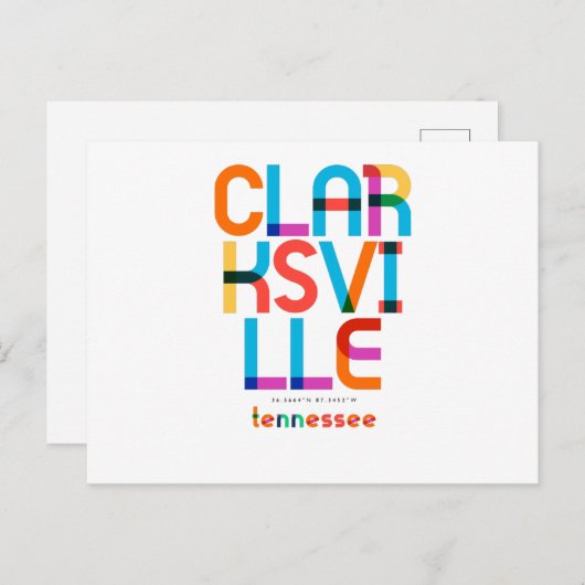 Clarksville Tennessee Mitte Jahrhundert, Pop Art, Postkarte (Vorne/Hinten)