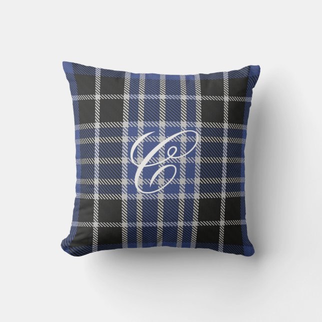 Clarktartan-Monogramm-Kissen Kissen (Vorderseite)