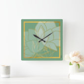 Clasic Gold Green Quadratische Wanduhr (Zuhause)