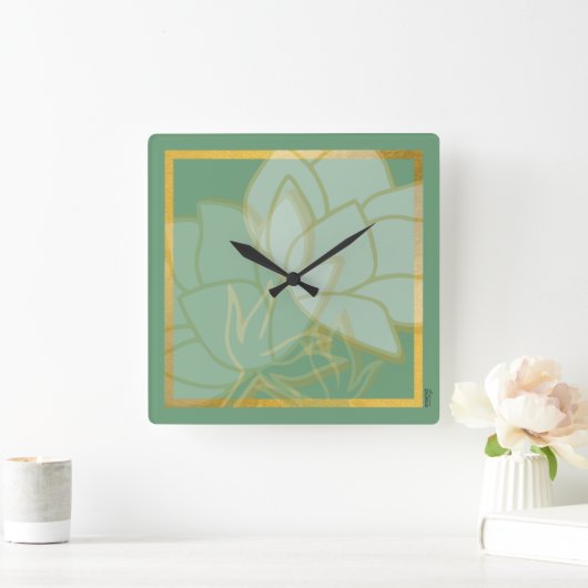 Clasic Gold Green Quadratische Wanduhr (Zuhause)