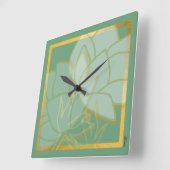 Clasic Gold Green Quadratische Wanduhr (Winkel)