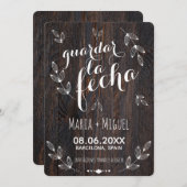 Clásico y Elegante madera rústica blanca español Einladung (Vorne/Hinten)