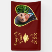 Class 2025 Foto Maroon Red and Gold Abschluss Banner (Vertikal)