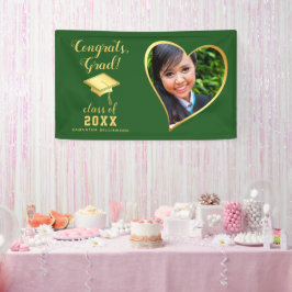 Class 2025 Grad Foto Green and Gold Abschluss Banner