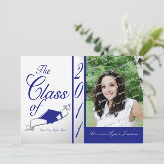 Class Abschluss 2011/Royal Blue Einladung (Stehend Vorderseite)