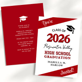 Class Colors Red YY Graduation Invitation Einladung