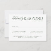 Class Emerald Green Boho Old Money Wedding RSVP Karte (Vorderseite)