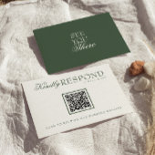 Class Emerald Green Boho QR Fancy Code Wedding RSVP Karte