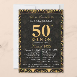Class of 1976 50th Reunion Invitation Art Deco Einladung