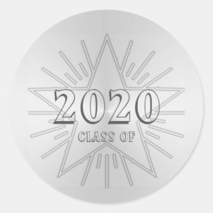 Class of 2020 Abschluss Day by Janz Silver Star Runder Aufkleber