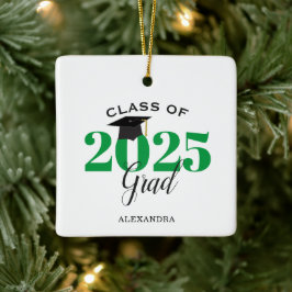 Class of 2022 Graduate Modern Green and Black Keramikornament