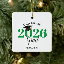 Class of 2022 Graduate Modern Green and Black Keramikornament