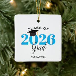 Class of 2022 Graduate Modern Light Blue Keramikornament