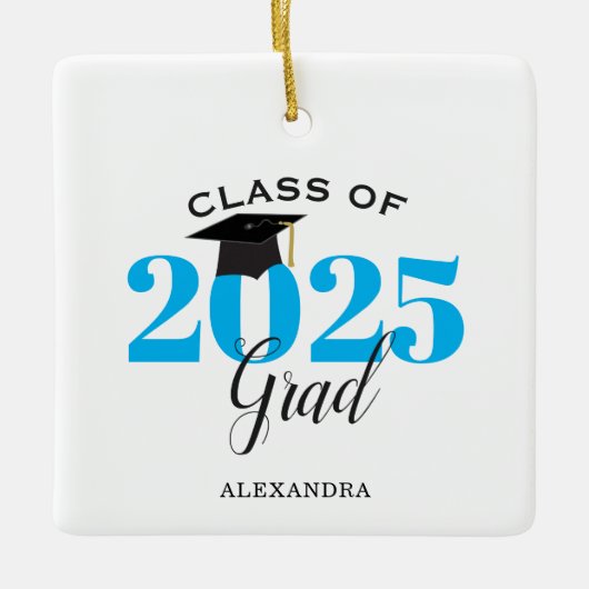 Class of 2022 Graduate Modern Light Blue Keramikornament (Vorderseite)