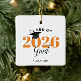 Class of 2022 Graduate Modern Orange and Black Keramikornament