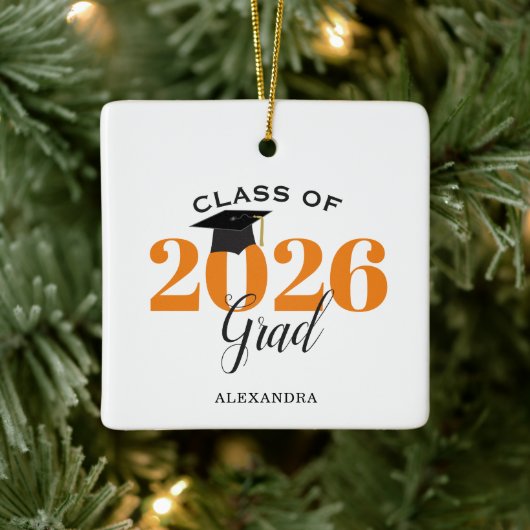 Class of 2022 Graduate Modern Orange and Black Keramikornament (Baum)