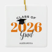 Class of 2022 Graduate Modern Orange and Black Keramikornament (Vorderseite)