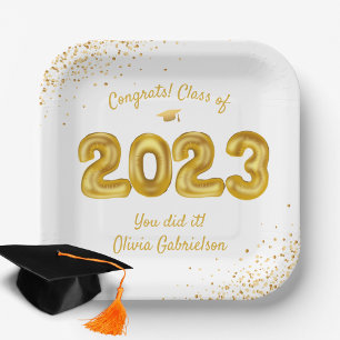 Class of 2023 Balloons White Gold Graduation Party Pappteller