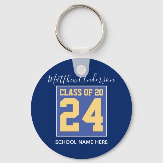 Class of 2023 Elegant Royal Blue & Gold Graduation Schlüsselanhänger (Vorderseite)