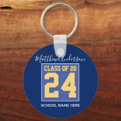 Class of 2023 Elegant Royal Blue & Gold Graduation Schlüsselanhänger (Vorderseite)