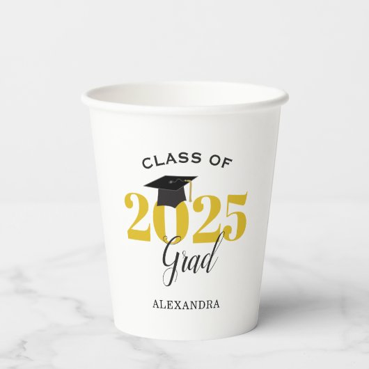 Class of 2023 Grad Gold and Black Paper Cup Pappbecher (Rückseite)