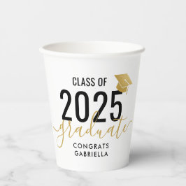 Class of 2023 Modern Black Gold Graduation Pappbecher