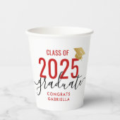 Class of 2023 Modern Red Graduation Party Pappbecher (Vorderseite)