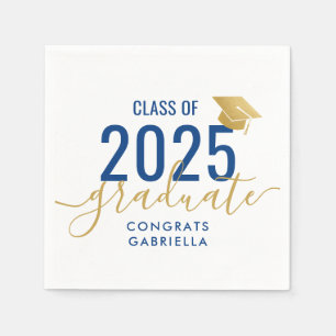 Class of 2023 Navy Blue Gold Graduation Party Serviette