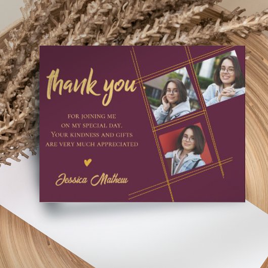 Class of 2023 Red Multi Foto Abschluss Vielen Dank Postkarte