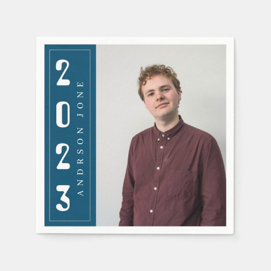 Class of 2023 Royal Blue Graduation Party Photo Serviette (Vorderseite)