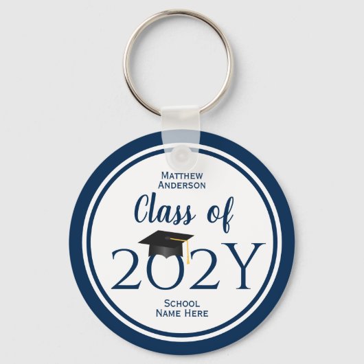 Class of 2023 Simple Elegant Navy Blue Graduation Schlüsselanhänger (Vorderseite)