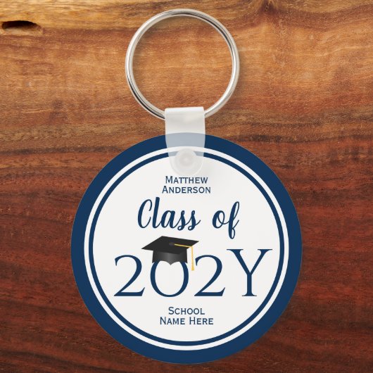 Class of 2023 Simple Elegant Navy Blue Graduation Schlüsselanhänger (Vorderseite)