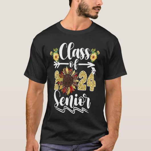 Class Of 2024 Senior 24 Graduate Sunflower Graduat T-Shirt (Vorderseite)
