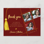 Class of 2025 Red Multi Foto Abschluss Vielen Dank Postkarte (Vorderseite)