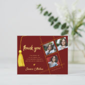 Class of 2025 Red Multi Foto Abschluss Vielen Dank Postkarte (Stehend Vorderseite)