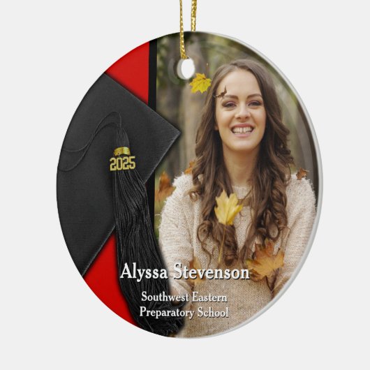 Class of 2025 Red Tassel Dignified Graduation Keramik Ornament (Links)