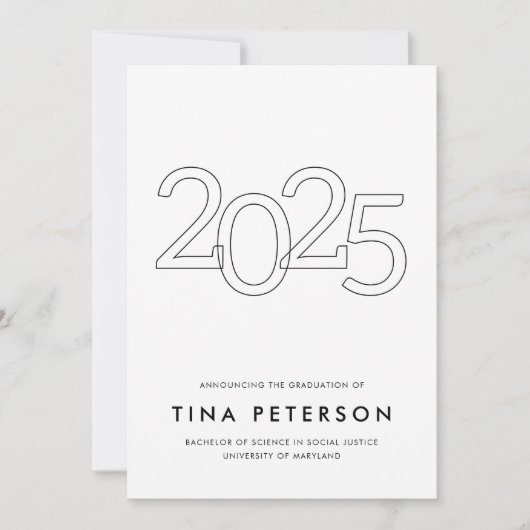 Class of 2025 Simple Graduation Announcement Einladung (Vorderseite)