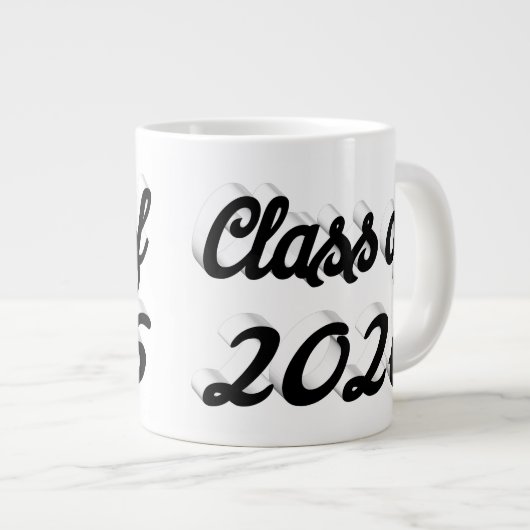 Class of 2026 black script graduation Jumbo-Tasse (Vorderseite Rechts)
