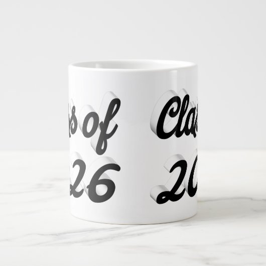 Class of 2026 black script graduation Jumbo-Tasse (Vorderseite)