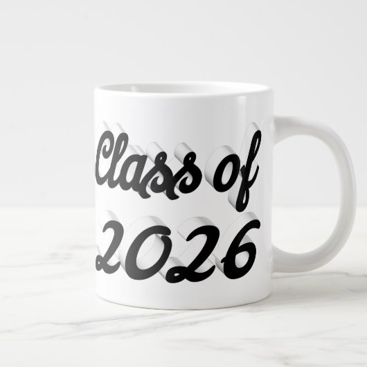 Class of 2026 black script graduation Jumbo-Tasse (Rechts)