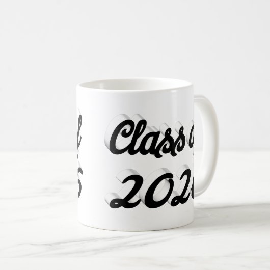 Class of 2026 black script graduation kaffeetasse (VorderseiteRechts)