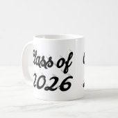 Class of 2026 black script graduation kaffeetasse (Vorderseite Links)