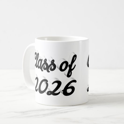 Class of 2026 black script graduation kaffeetasse (Vorderseite Links)