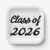 Class of 2026 black script graduation  pappteller (Vorderseite)