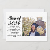 Class of 2026 black script graduation photo  einladung (Vorderseite)