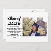 Class of 2026 black script graduation photo  einladung (Vorne/Hinten)