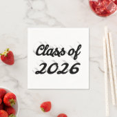 Class of 2026 black script graduation serviette (Beispiel)