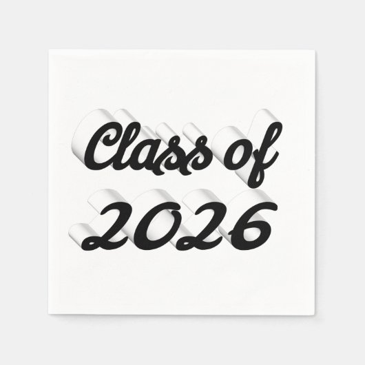 Class of 2026 black script graduation serviette (Vorderseite)