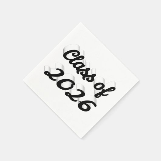 Class of 2026 black script graduation serviette (Ecke)