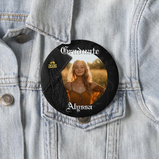 Class of 2026 Black Tassel Dignified Graduation Button (Beispiel)
